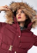 Women's quilted coat with belt, dar red, 97-9D-900-3-M, Photo 7