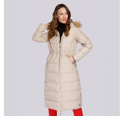 Жіноче стьобане пальто зі шнурком на талії 93-9D-400-9