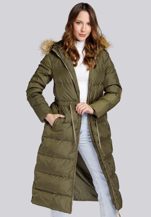 Women's hooded maxi down coat, green, 93-9D-400-9-2XL, Photo 1