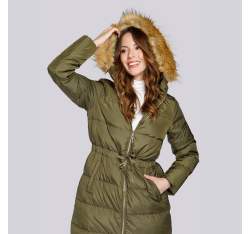 Women's hooded maxi down coat, green, 93-9D-400-Z-XL, Photo 1