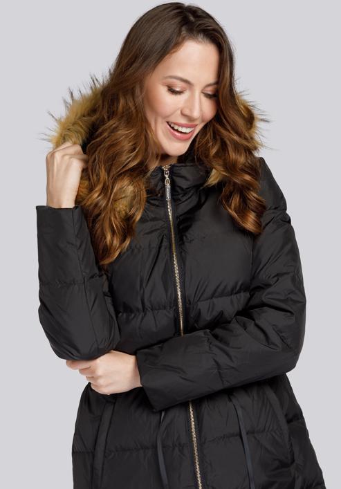 Women's hooded maxi down coat, black, 93-9D-400-Z-2XL, Photo 3