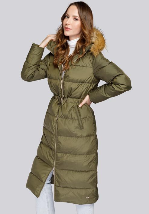 Women's hooded maxi down coat, green, 93-9D-400-9-3XL, Photo 3