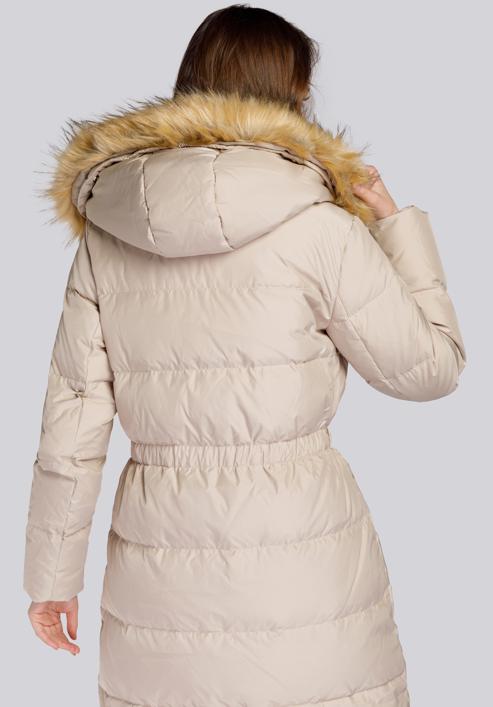 Women's hooded maxi down coat, beige, 93-9D-400-9-XL, Photo 5