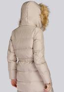 Damski płaszcz pikowany ze ściągaczem w talii, beżowy, 93-9D-400-9-XL, Zdjęcie 6