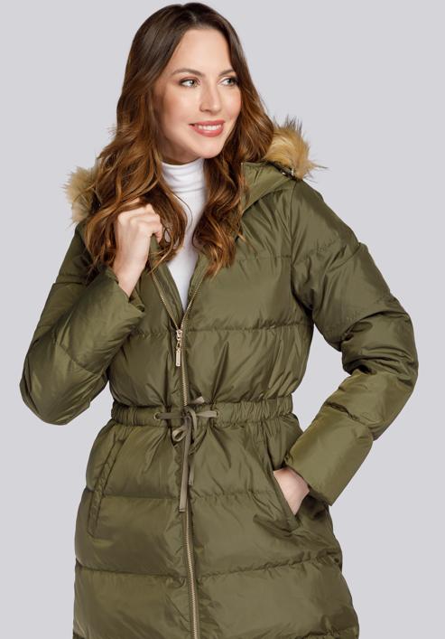 Women's hooded maxi down coat, green, 93-9D-400-Z-2XL, Photo 6