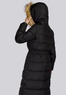 Damski płaszcz pikowany ze ściągaczem w talii, czarny, 93-9D-400-1-3XL, Zdjęcie 7