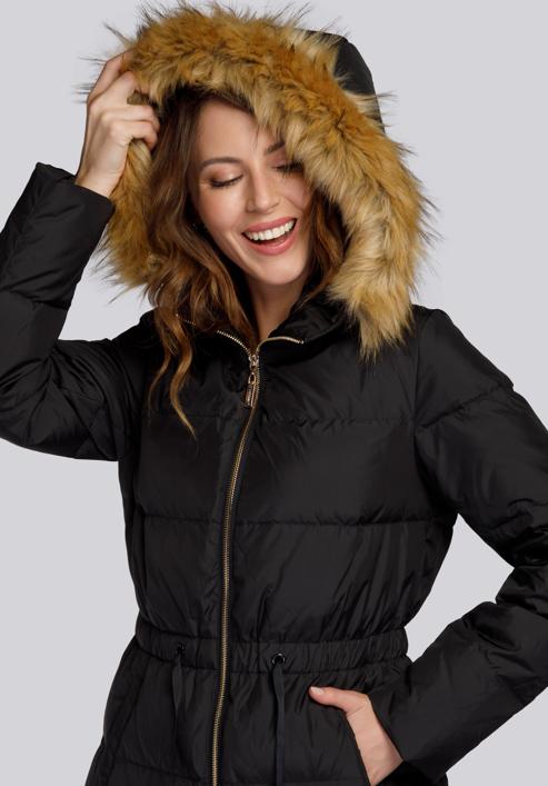 Women's hooded maxi down coat, black, 93-9D-400-1-XL, Photo 8