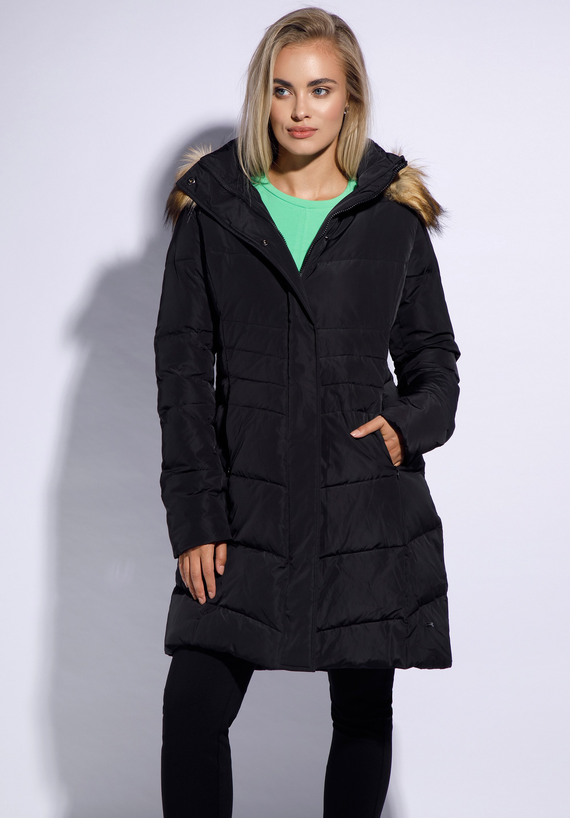 Adomi women's long store hooded down coat