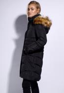 Damska kurtka puchowa pikowana z kapturem, czarny, 95-9D-405-G-XS, Zdjęcie 2