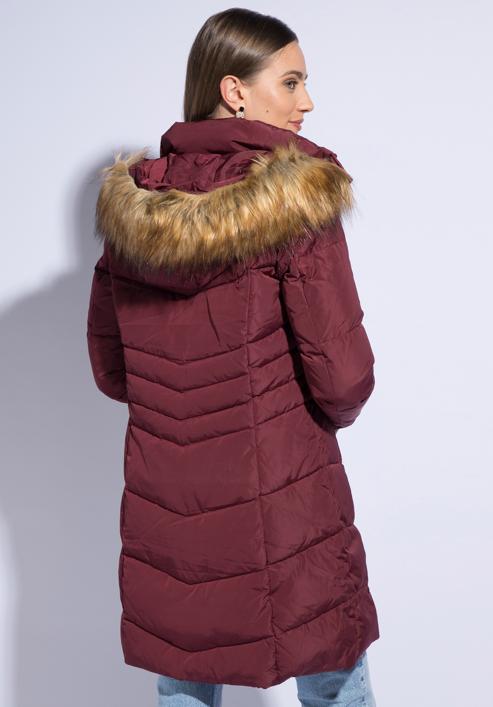Women's hooded down jacket, burgundy, 95-9D-405-G-2XL, Photo 4