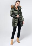 Women's down jacket with off-centre zip, green, 95-9D-403-P-XS, Photo 1