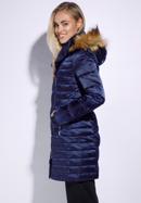 Women's down jacket with off-centre zip, navy blue, 95-9D-403-1-M, Photo 3