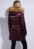 Damska kurtka puchowa z asymetrycznym zapięciem, fioletowy, 95-9D-403-Z-XL, Zdjęcie 3