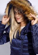 Women's down jacket with off-centre zip, navy blue, 95-9D-403-1-S, Photo 5
