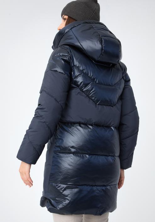Women's hooded down coat, navy blue, 97-9D-405-N-XL, Photo 4