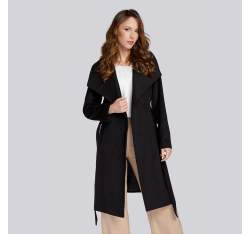Damski płaszcz z wełną szlafrokowy, czarny, 93-9W-701-8-XS, Zdjęcie 1
