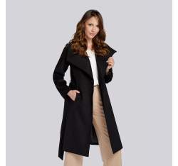 Damski płaszcz z wełną szlafrokowy, czarny, 93-9W-701-1-3XL, Zdjęcie 1