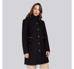 Damski płaszcz z dodatkiem wełny prosty, czarny, 93-9W-700-1-3XL, Zdjęcie 1