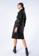 Women's double-breasted faux leather coat, black, 97-9P-100-1-L, Photo 18