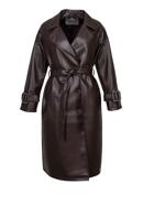 Women's double-breasted faux leather coat, dark brown, 97-9P-100-Z-XL, Photo 20
