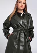 Women's double-breasted faux leather coat, green, 97-9P-100-1-2XL, Photo 5