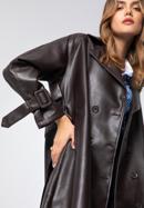 Women's double-breasted faux leather coat, dark brown, 97-9P-100-Z-L, Photo 6
