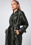 Women's double-breasted faux leather coat, green, 97-9P-100-1-L, Photo 8