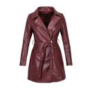 Women's faux leather belted coat, cherry, 97-9P-101-1S-L, Photo 20