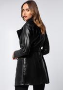 Women's faux leather belted coat, black, 97-9P-101-1P-S, Photo 3