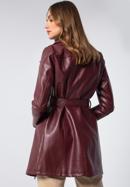 Women's faux leather belted coat, cherry, 97-9P-101-3-L, Photo 3