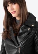 Women's faux leather belted coat with quilted detail, black, 97-9P-101-1Q-XL, Photo 7