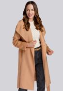 Damski płaszcz z wełną szlafrokowy, beżowy, 93-9W-701-8-XL, Zdjęcie 3