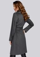 Damski płaszcz z wełną szlafrokowy, szary, 93-9W-701-8-XL, Zdjęcie 5