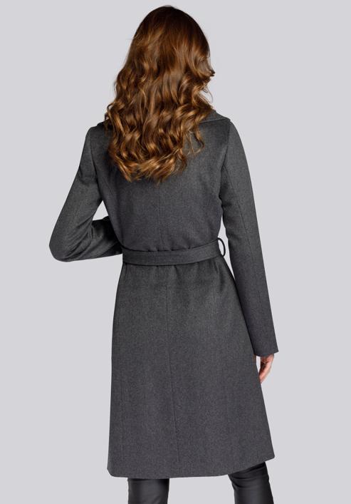 Damski płaszcz z wełną szlafrokowy, szary, 93-9W-701-8-XL, Zdjęcie 6