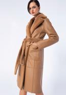 Damski płaszcz z wiązaniem dwustronny, camelowy, 97-9W-004-5-XL, Zdjęcie 2
