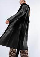 Damski płaszcz z wiązaniem dwustronny, czarny, 97-9W-004-5-L, Zdjęcie 4