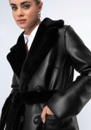 Damski płaszcz z wiązaniem dwustronny, czarny, 97-9W-004-1-L, Zdjęcie 5