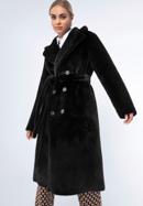 Damski płaszcz z wiązaniem dwustronny, czarny, 97-9W-004-5-L, Zdjęcie 6