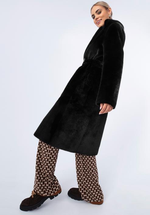Women's reversible belted coat, black, 97-9W-004-1-XL, Photo 7