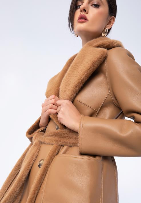 Women's reversible belted coat, camel, 97-9W-004-5-XL, Photo 7