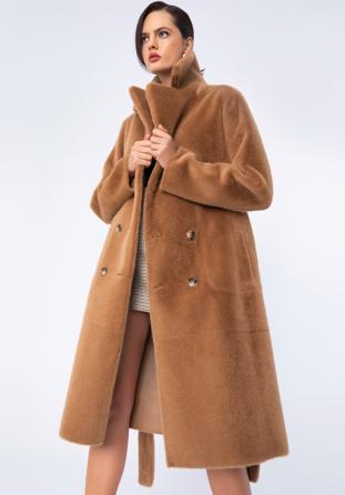 Women's reversible belted coat, camel, 97-9W-004-5-L, Photo 1