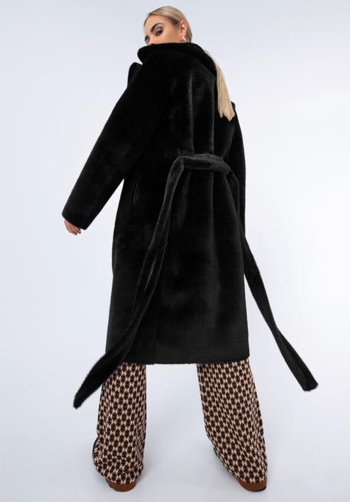 Damski płaszcz z wiązaniem dwustronny, czarny, 97-9W-004-5-XL, Zdjęcie 9