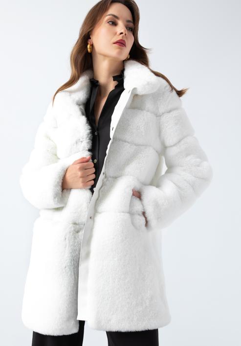 Women's faux fur coat, ecru, 97-9W-000-1-L, Photo 2