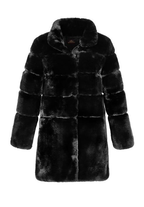 Damski płaszcz ze sztucznego futra, czarny, 97-9W-000-0-XL, Zdjęcie 30