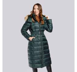 Damski płaszcz zimowy klasyczny z kapturem, zielony, 93-9D-401-5-3XL, Zdjęcie 1