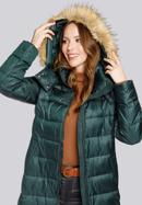 Damski płaszcz zimowy klasyczny z kapturem, zielony, 93-9D-401-1-2XL, Zdjęcie 4