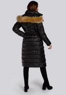 Damski płaszcz zimowy klasyczny z kapturem, czarny, 93-9D-401-5-XL, Zdjęcie 5