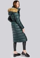 Women's full length padded coat with hood, green, 93-9D-401-1-M, Photo 5