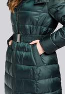 Damski płaszcz zimowy klasyczny z kapturem, zielony, 93-9D-401-1-XL, Zdjęcie 8