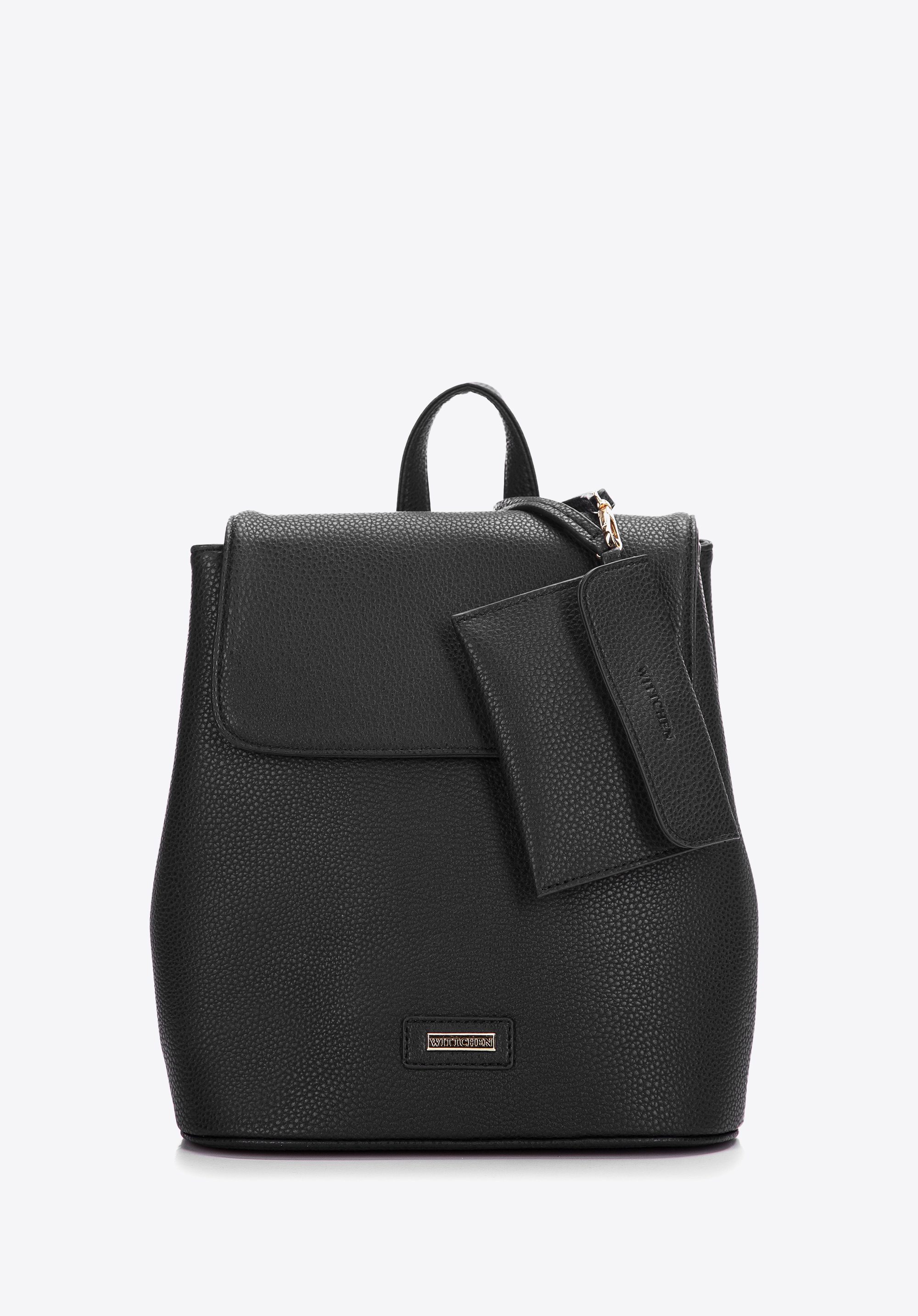 Women's faux leather backpack, black, 97-4Y-240-1, Photo 1